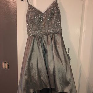 Silver spaghetti strap prom/homecoming dress